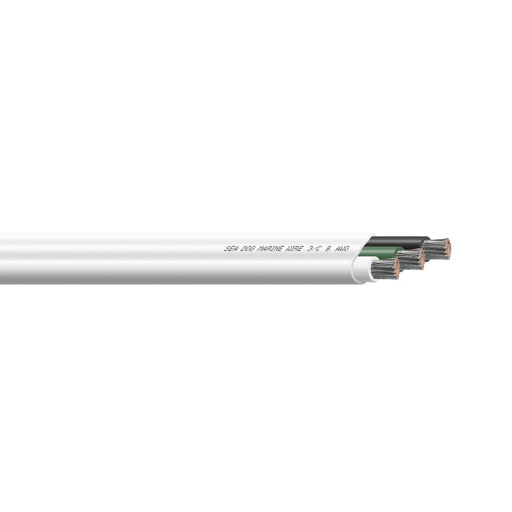 Sea-Dog 6/3 AWG Flat Triplex Wire - White/Green/Black - 50'