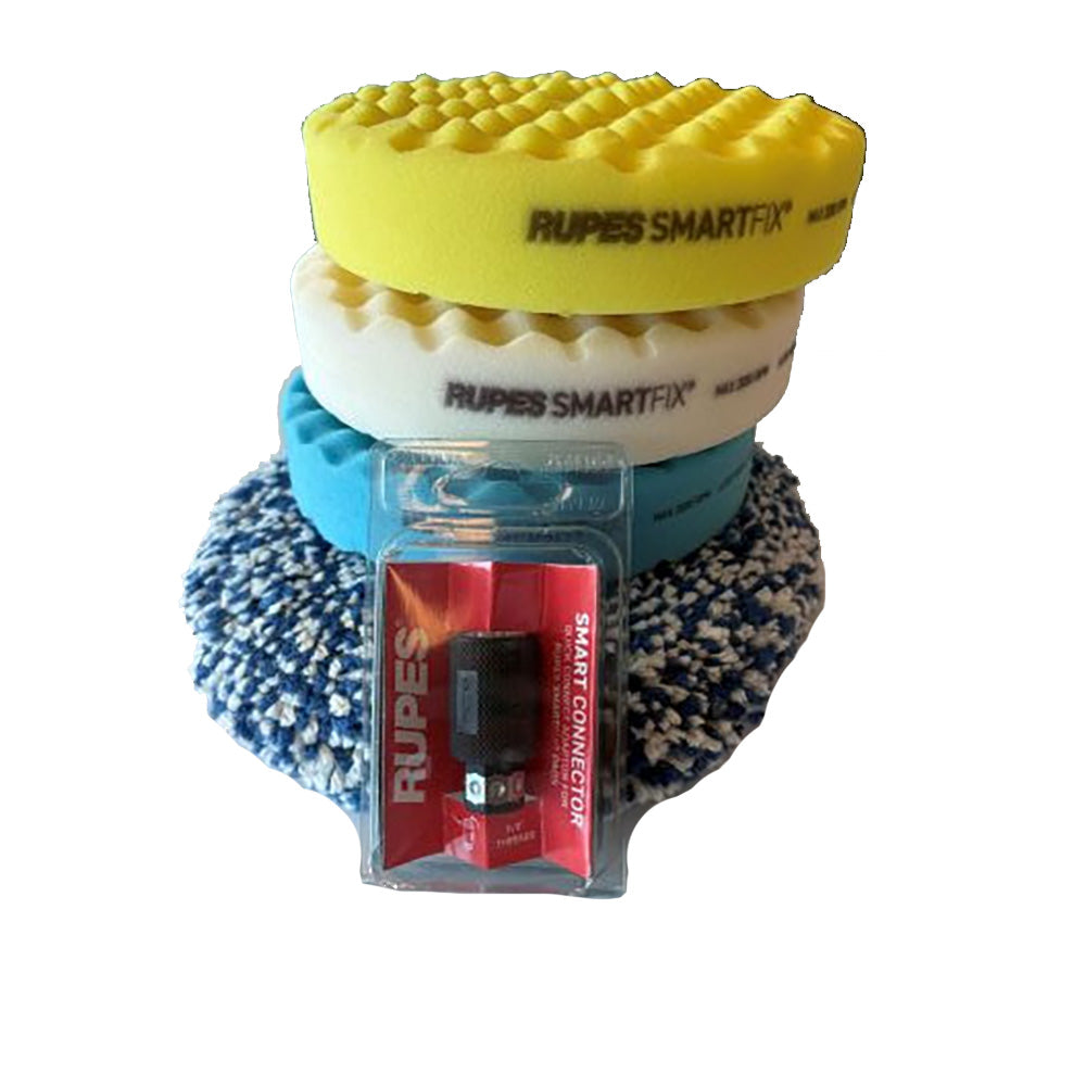 RUPES Double Sided Pad Kit - Blue, Yellow, White, Wool, 5/8" Connector