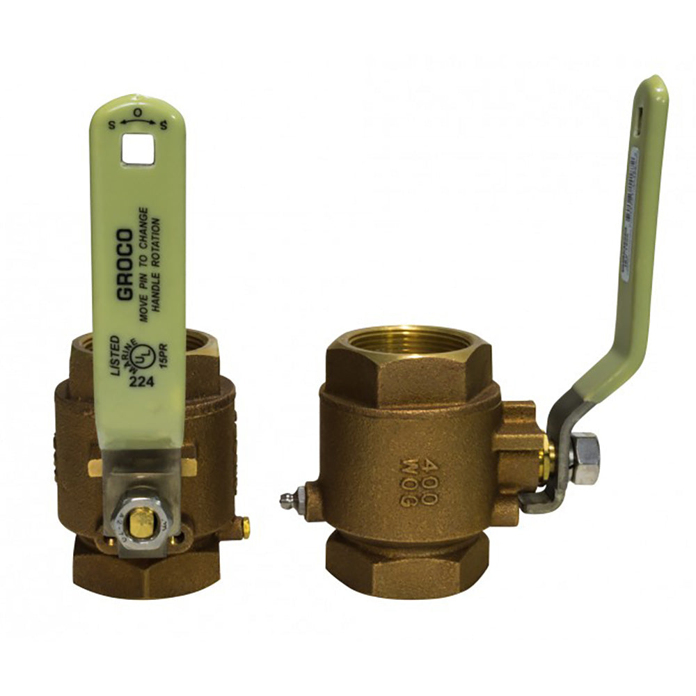 GROCO 2-1/2" NPT Bronze Inline Valve