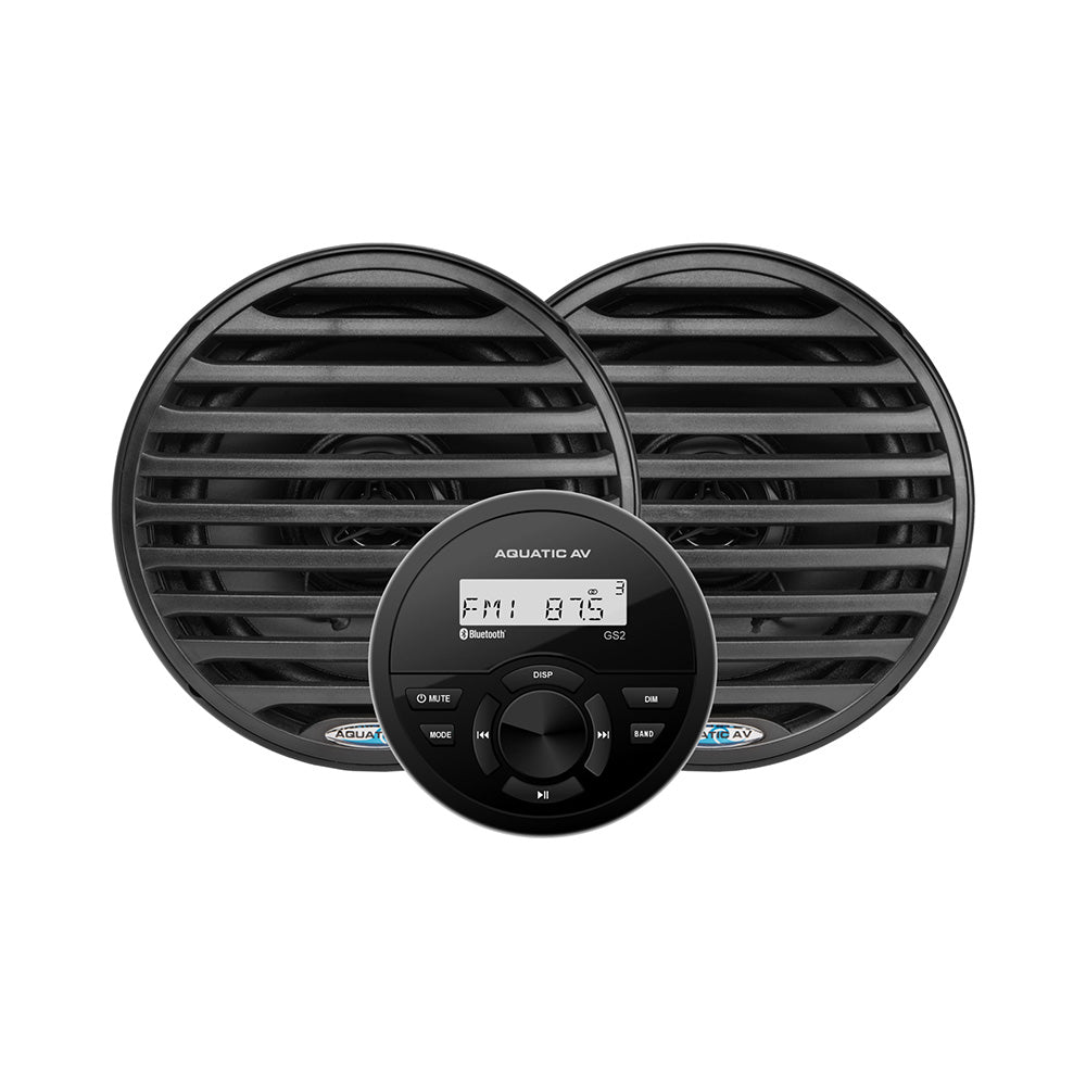 Aquatic AV GS2 Gauge Stereo & Pair of EC652 6.5" Black Speakers