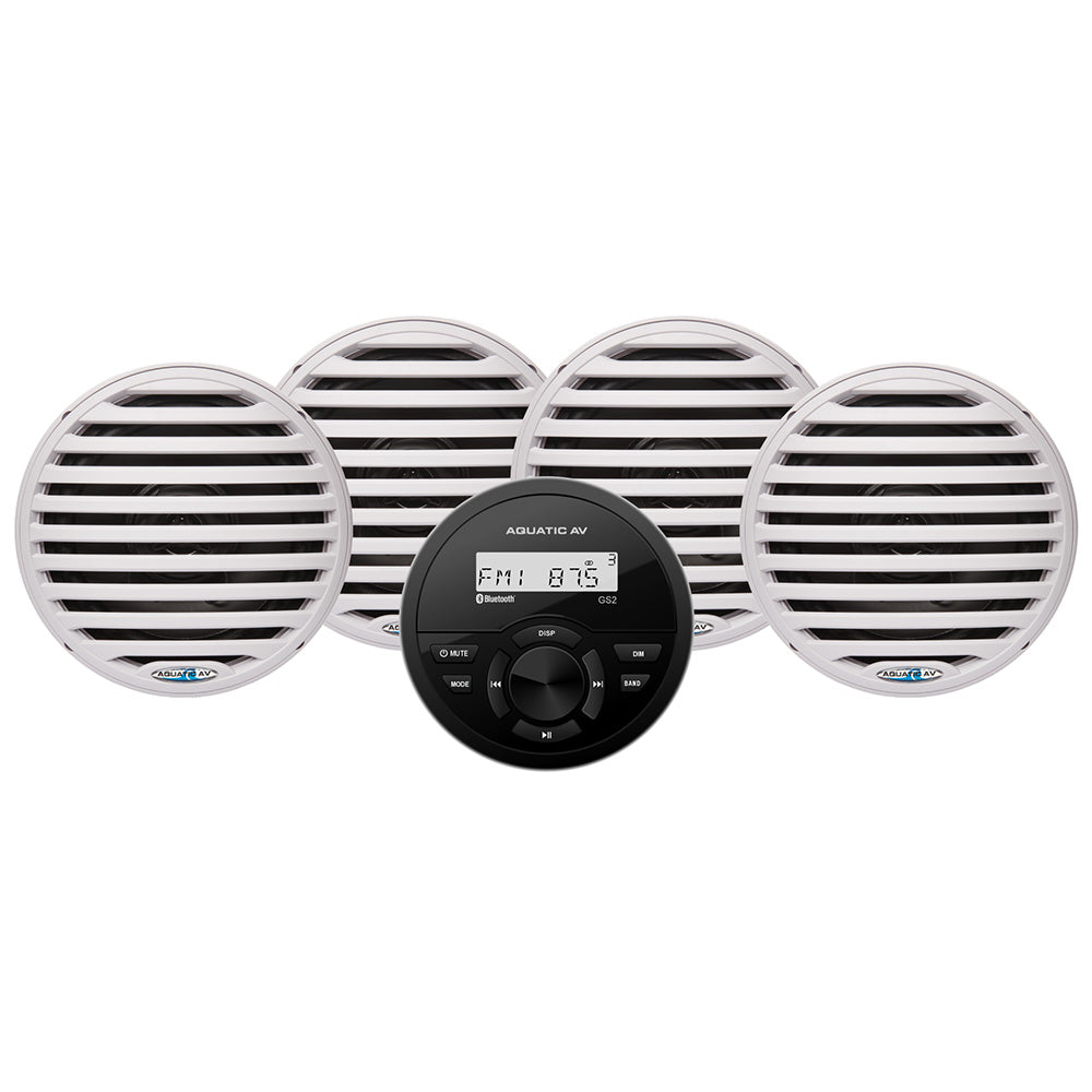 Aquatic AV GS2 Gauge Stereo & 2 Pairs of EC651 6.5" White Speakers