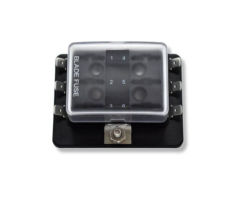Bluewater 6 Position Fuse Block w/Low Cover W/LED - Ground Screw