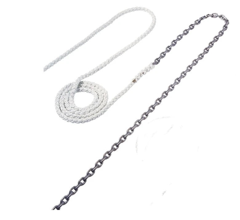 Maxwell 25ft of 3/8in HT Chain Splice to 250ft of 5/8in Nylon Brait Line