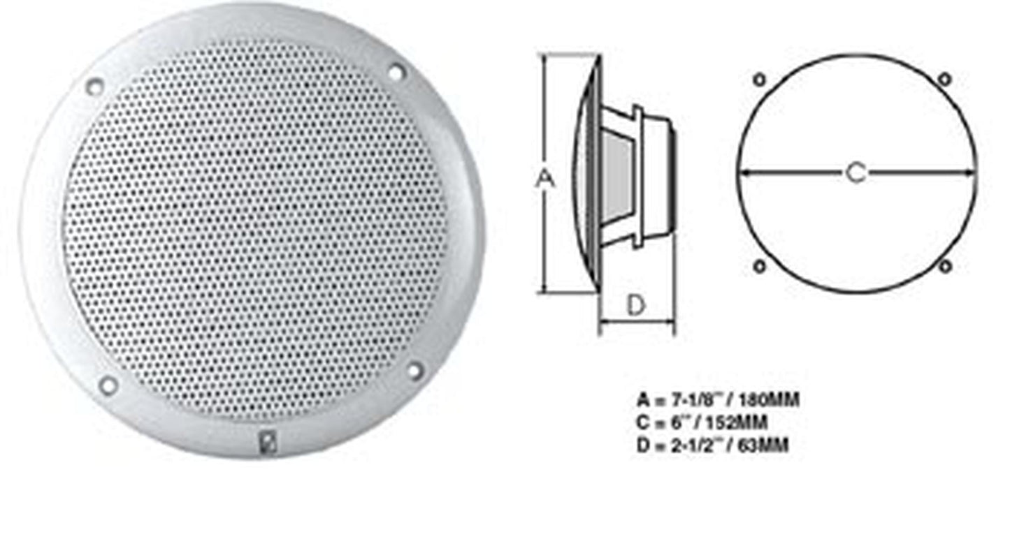 Polyplanar MA-4056 Spkr White 6in Round Flush Mount
