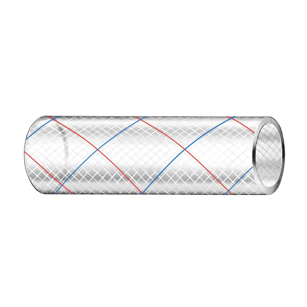 Trident Marine 1/2" x 50' Clear Reinforced PVC Hose Tubing Red & Blue Tracer