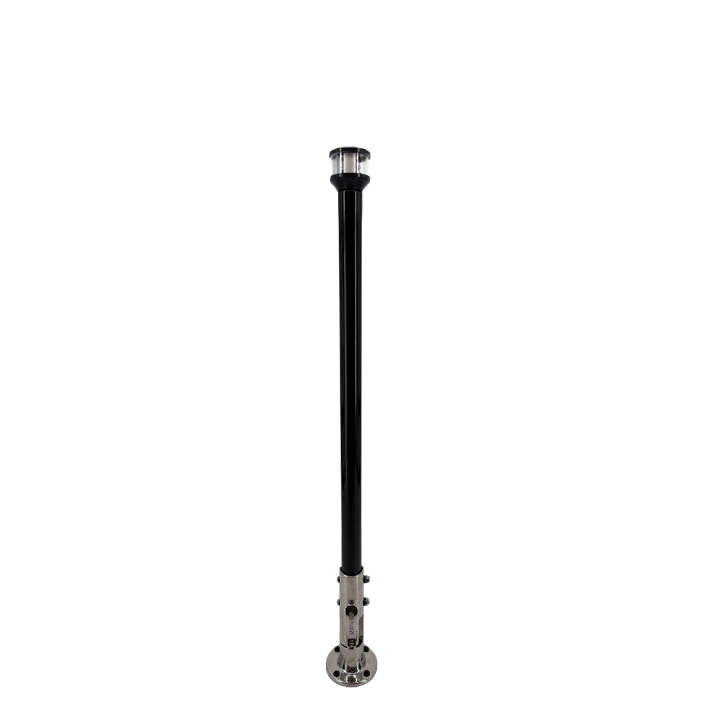 Seaview 12" Manually Folding Light Post w/316 Stainless Steel Base & LTBLED12C5 Navigation Light - Black