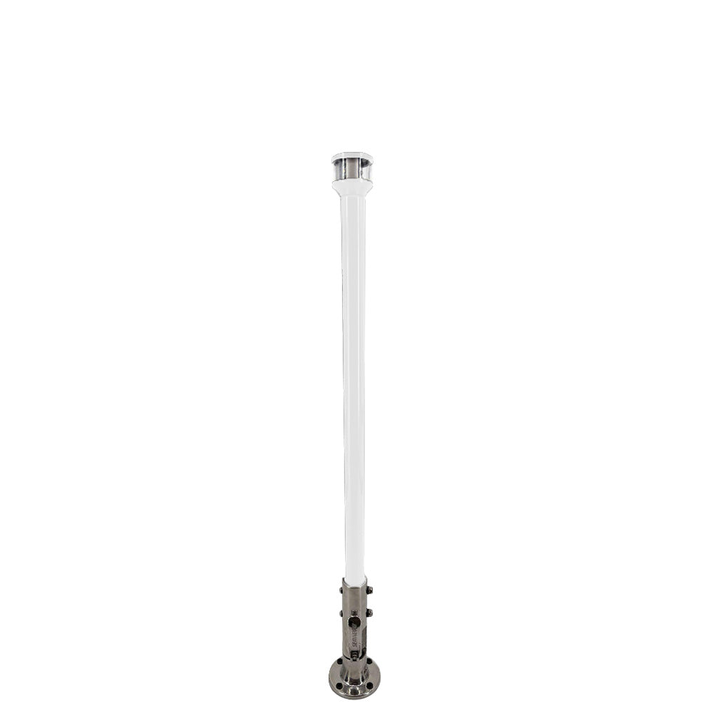 Seaview 12" Manually Folding Light Post w/316 Stainless Steel Base & LTBLED12C5 Navigation Light - White