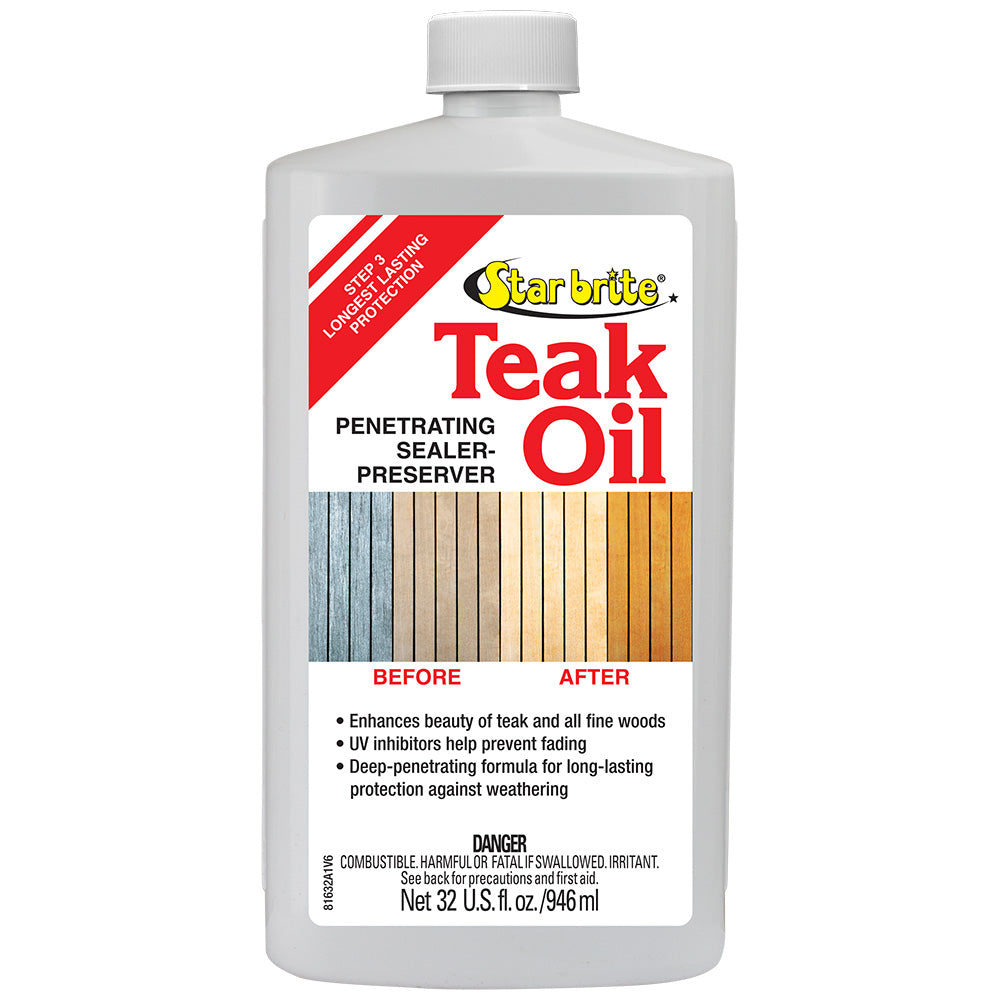 Star Brite Teak Oil - Long Lasting, Penetrating, Sealer, & Preserver w/UV Inhibitors - 32 oz