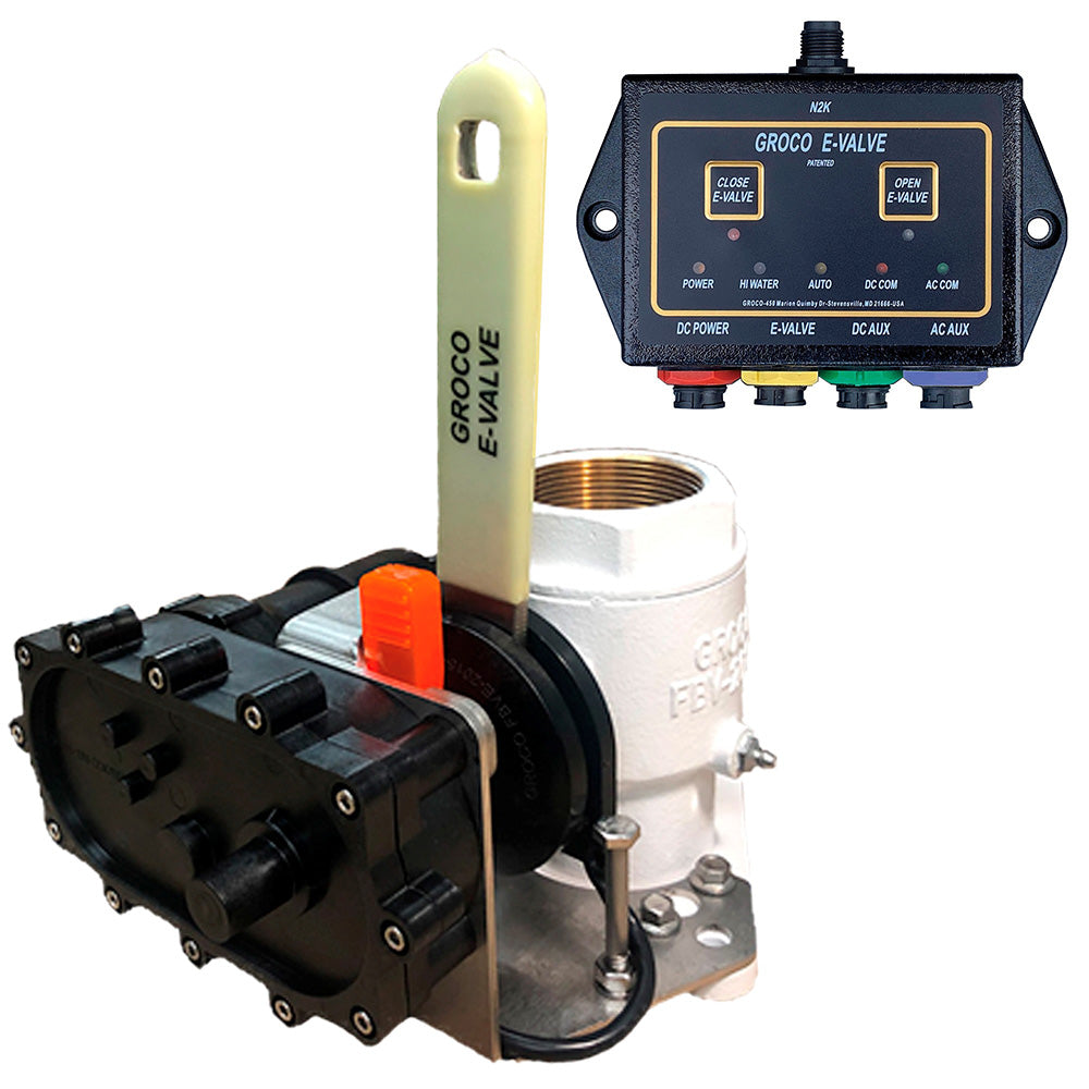 GROCO 1-1/2" E-Valve Kit - Bronze Electric Flanged Seacock - 24V