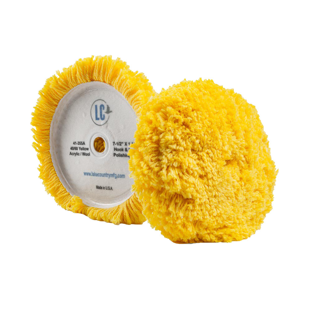 Lake Country Yellow 40/60 Unsteamed Twisted Wool/Acrylic Pad 7 1/2" x 1 1/2"