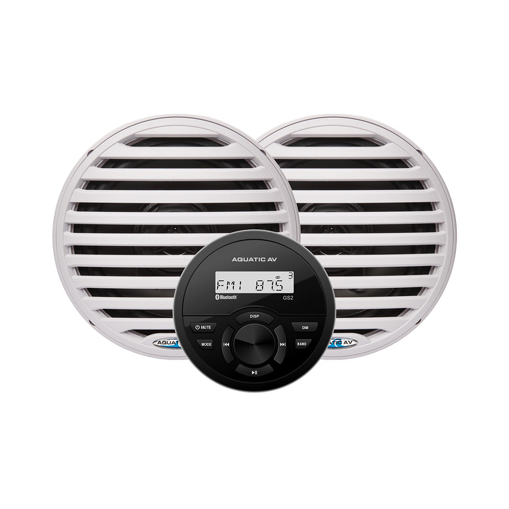 Aquatic AV GS2 Gauge Stereo & Pair of EC651 6.5" White Speakers