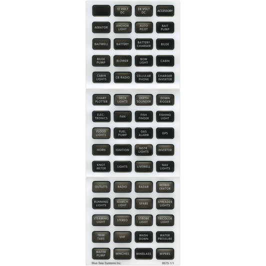 Blue Sea 8214 Black Small Format Label Kit - 60 Labels