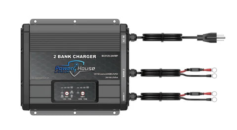 PowerHouse 2-BANK WATERPROOF BATTERY CHARGER 12V-24V