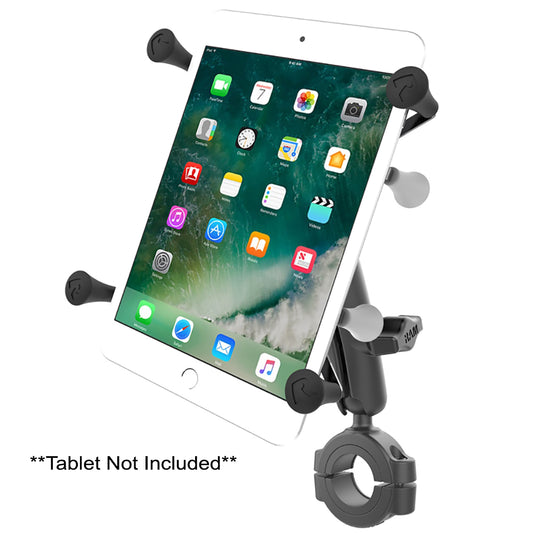 RAM Mount RAM® Torque™ 1 1/8" - 1 1/2" Diameter Handlebar/Rail Base with 1" Ball, Medium Arm and X-Grip® for 7-8" Tablets