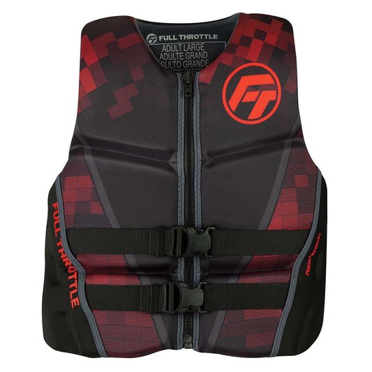 Full Throttle Men's Rapid-Dry Flex-Back Life Jacket - L - Black/Red