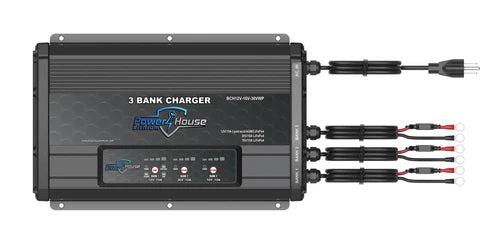 PowerHouse 3-BANK WATERPROOF BATTERY CHARGER 12V-16V-36V