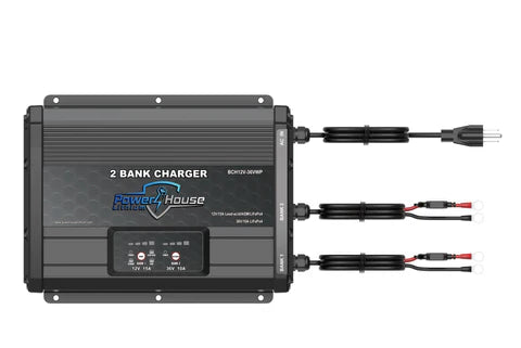 PowerHouse 2-BANK WATERPROOF BATTERY CHARGER 12V-36V