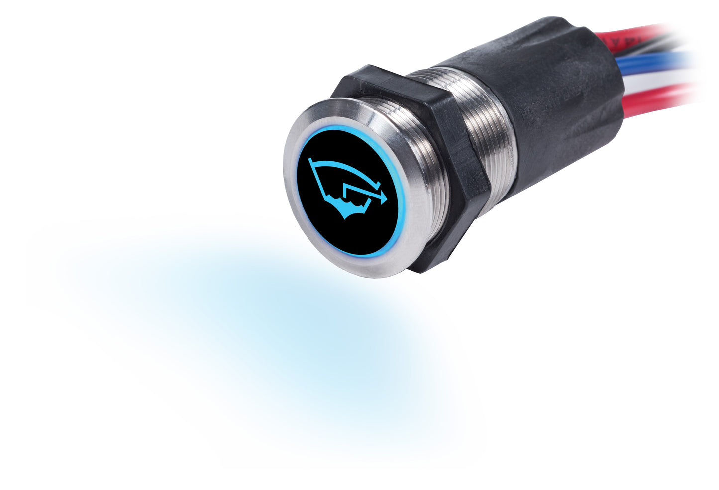 Blue Sea 4160 10A Push Button LED Ring Switch Off-On Blue