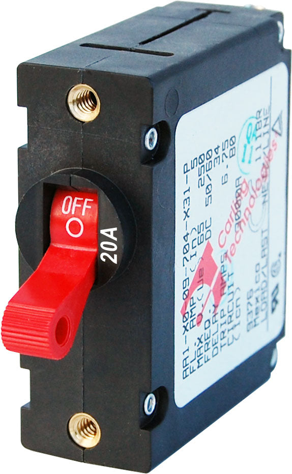 Blue Sea 7213 Circuit Breaker AA1Toggle 20A  with Red Toggle