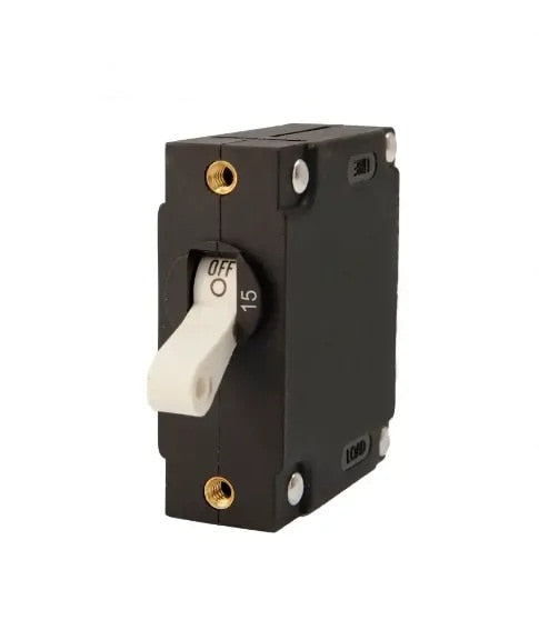 EGIS A Series White Toggle Panel Mount Circuit Breaker Single Pole AC/DC 15 Amp Retail Pack