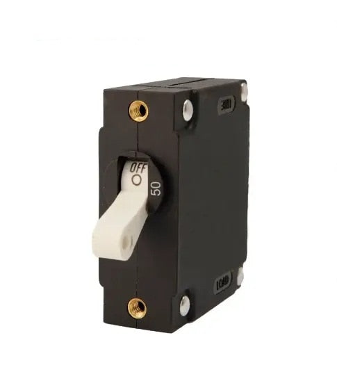 EGIS A Series White Toggle Panel Mount Circuit Breaker Single Pole AC/DC 50 Amp Retail Pack