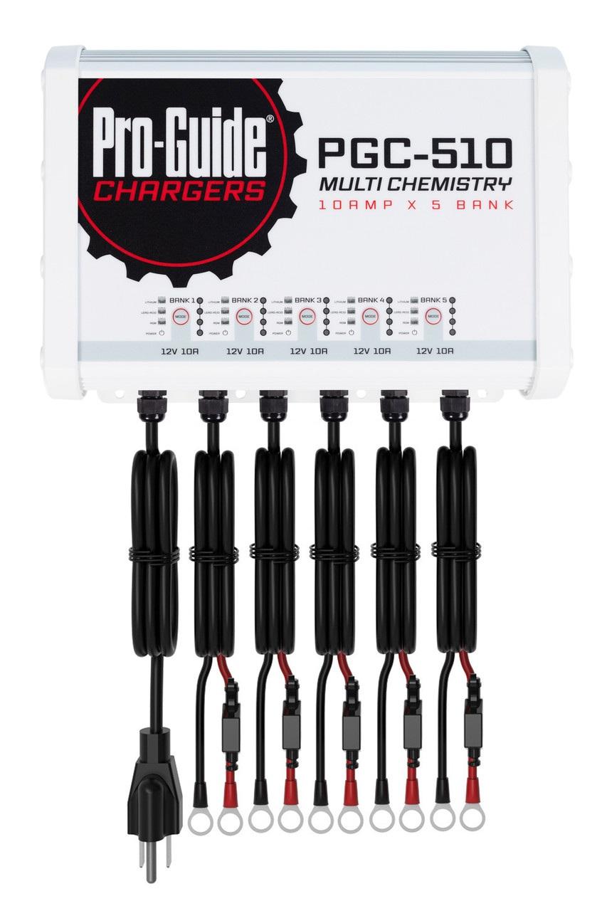 Pro Guide PGC-510 5-Bank 5x12V 10A Lead Acid/LiFePO4 On Board Charger, IP68