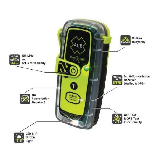 ACR ResQLink 400, 406 GPS PLB w/ Multi-Terrain Accessory Clips (programmed U.S.) | 2921