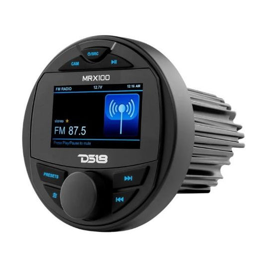 DS18 Marine and Powersports Headunit 3" Color TFT screen , 2 Zones, 4 volts Output, BT, RDS 4 X 50 Watts | MRX100