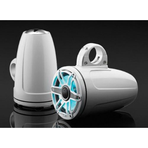 JL Audio M6 7.7in Enclosed Tower Speakers White Sport Grille with RGB LED