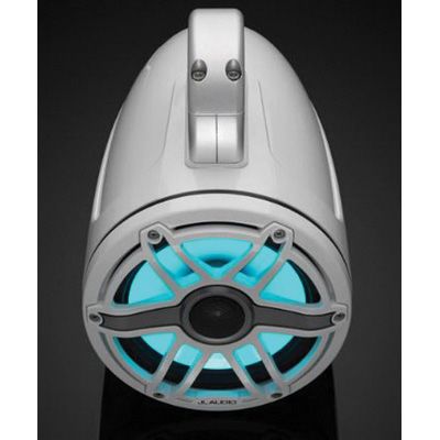 JL Audio M6 7.7in Enclosed Tower Speakers White Sport Grille with RGB LED