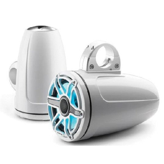 JL Audio M6 7.7in Enclosed Tower Speakers White Sport Grille with RGB LED