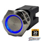 PLASHLIGHTS Marine Push Button Switch - Blue LED - 20a - Stainless Steel - Momentary | PL22SS-M-BL