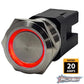 PLASHLIGHTS Marine Push Button Switch - Red LED - 20a - Stainless Steel - Momentary | PL22SS-M-RD