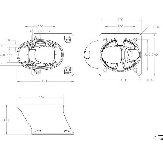 Seaview PMA57M1 5in Mount Aft Rake Requires Plate White
